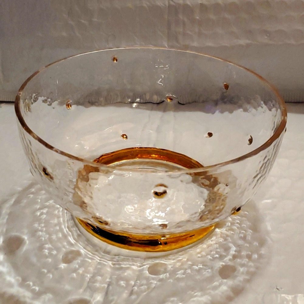 Stephen Smyers Morocco 24K Gold Collection Large Hammered Glass Bowl